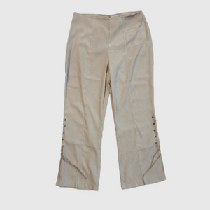 Cross Lace Up Tan Straight Leg Pants Faux Suede 14